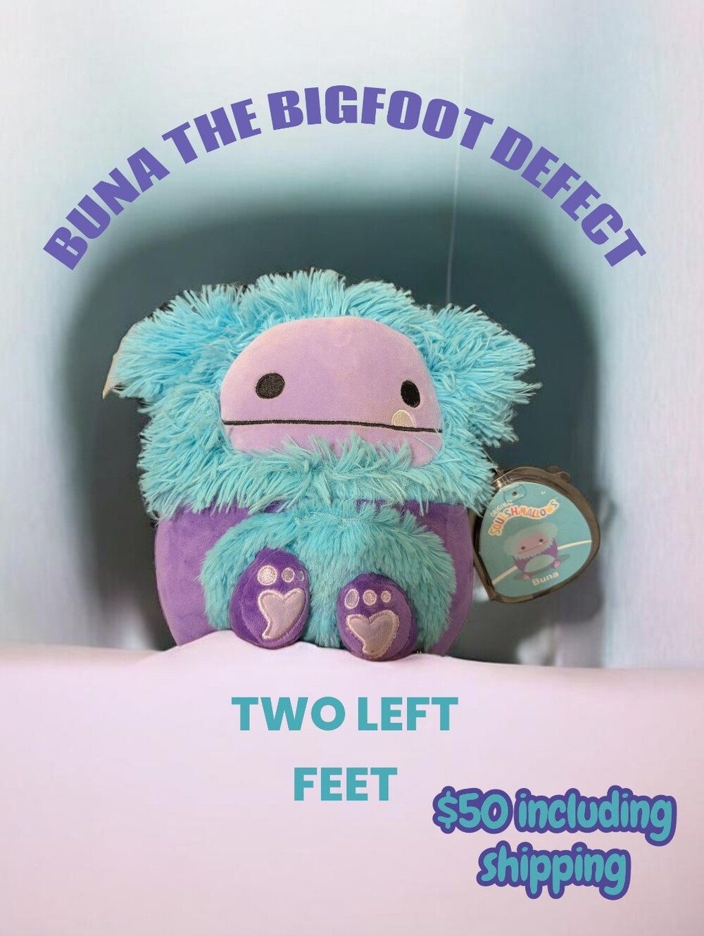 Buna the Bigfoot SQUISHMALLOW 8 IN 🐾🐾🐾 DEFECT TWO LEFT FEET